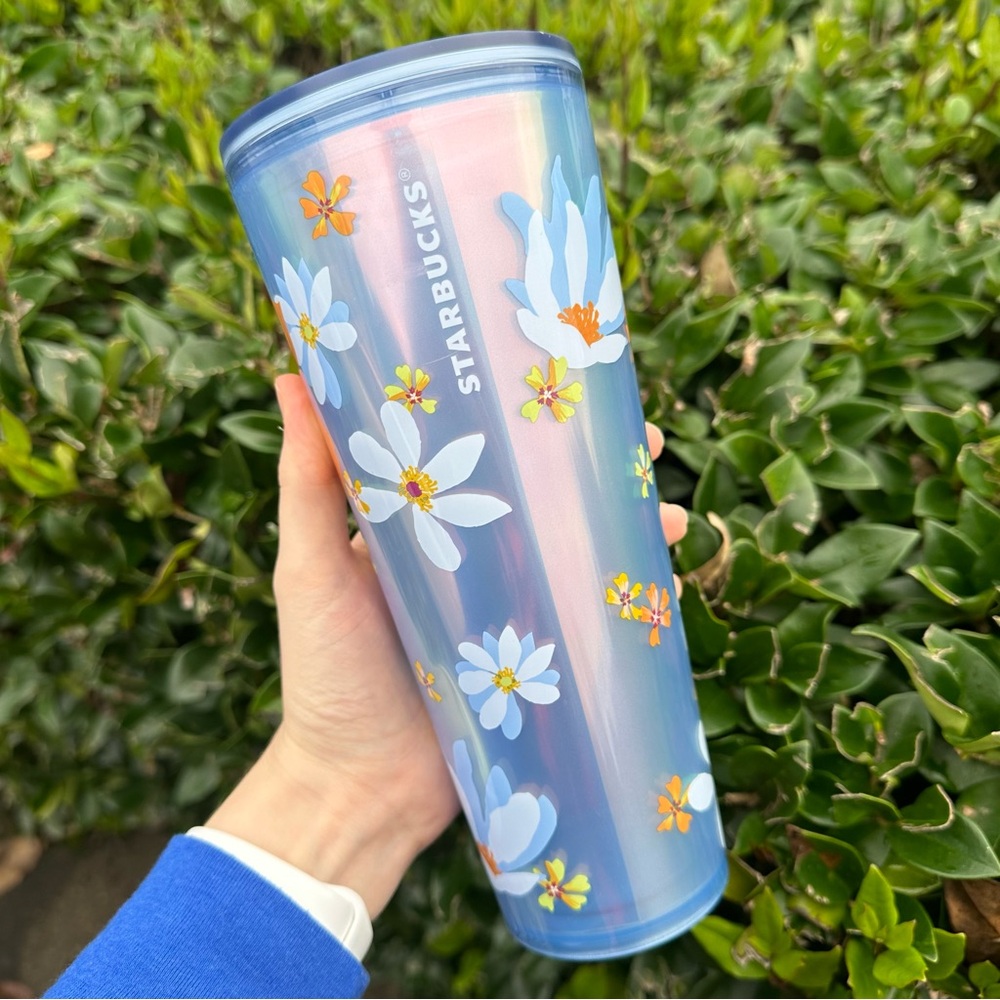 Starbucks Spring 2024 Floral Easter/Mother's Day Light Blue Pastel Shimmer